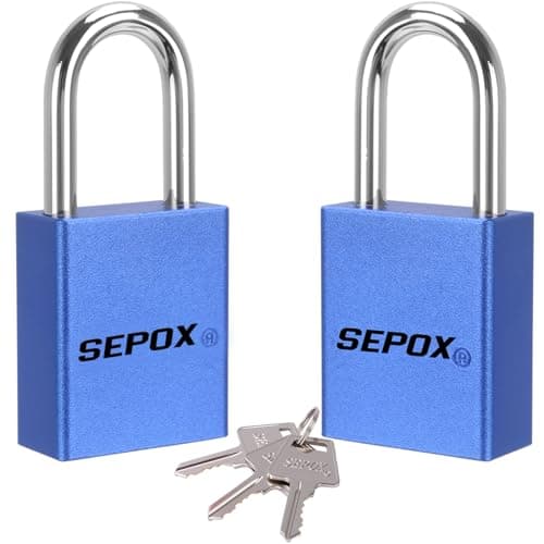 Image of SEPOX Weatherproof Solid Aluminum Keyed Alike Padlock Industrial-Grade Padlock for Security Waterproof,Corrosion Resistant Safety,for Lock-Out,Garden,Locker-Lock,Sheds,Cabinets,Doors(Blue 2 Pack)