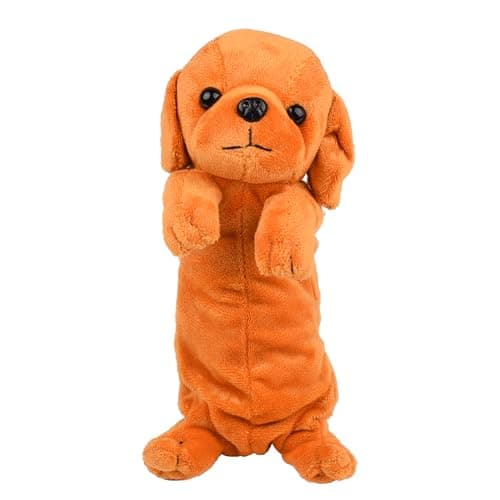 Image of MEISH Dog Shape Pencil Pen Bags 3D Plush Animal Pencil Case Stationery Storage Organizer for School Stationery Supplies (Yellow)