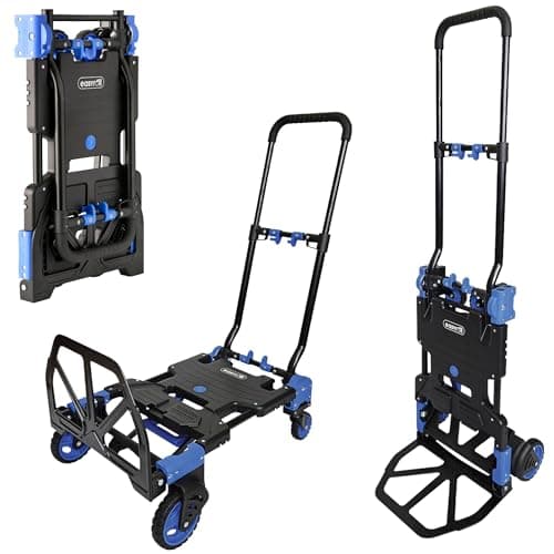 Image of Move-It 2-in-1 Sack Truck, Folding Hand Truck Trolley, Platform Cart Dolly, Heavy-Duty Sack Barrow, 120kg/70kg Load Capacity, Black