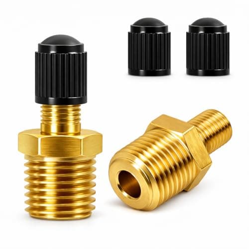 Image of Hawpasy 2PCS Air Inflator Adapter Brass, 1/4" NPT Male to Valve Connector, Air Hose Fitting Tyre Inflator Connector for Air Compressor, Tyre Inflator Pump Chuck Fitting for Car Bicycle Tool