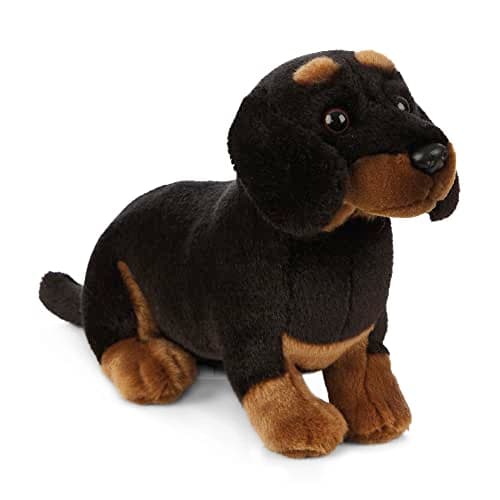 Image of Living Nature Dachshund Soft Toy | Fluffy Dog Animal | Soft Toy Gift for Kids | 28 cm, Black