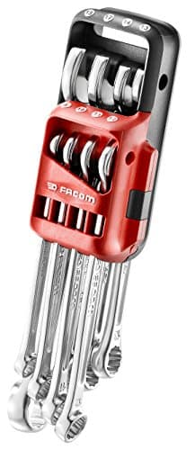 Image of Facom 440. JP8 8 Combination Spanner Set with Carrying Case (8/10, 11, 12, 13, 14/17/19 mm Fork) to 15 ° and Fine – Instant Inventory. Red and Black, Set of 8 Pieces, Set of 8