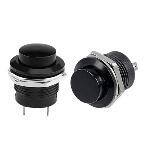Image of 2pc Black Momentary Push Button Switches – 12v 5A for Screen Wash/Horn for Kit & Classic Cars