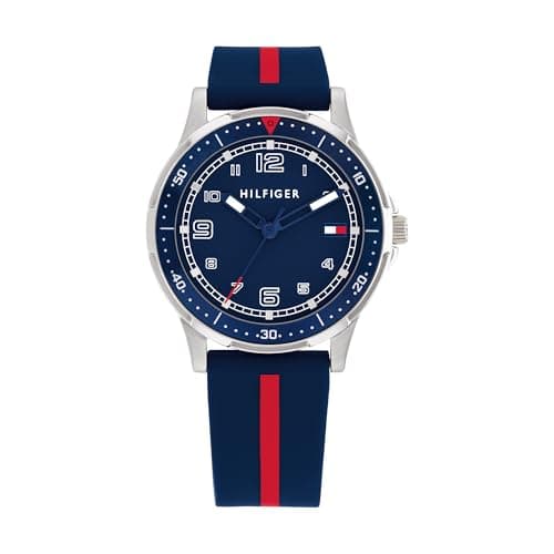Image of Tommy Hilfiger Three Hand Quartz Movement Watch for Youth with Navy Blue Silicone Bracelet - 1720036