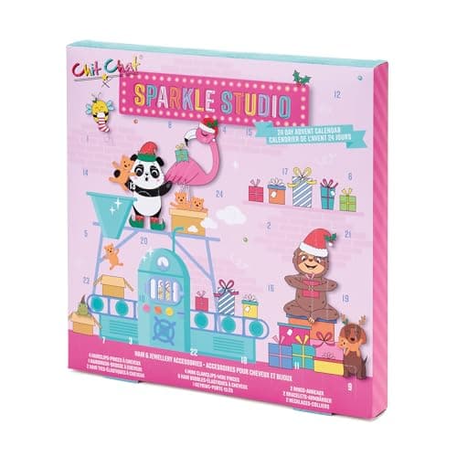 Image of Girls Advent Calendar – 24 Day Christmas Countdown Beauty Gift with Hair Accessories & Jewellery Surprises Including Hairbrush, Clips, Bobbles, Bracelets, Necklaces & Toys for Kids