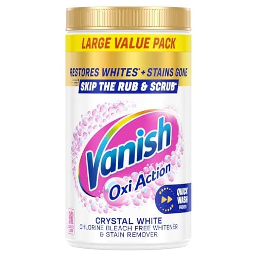 Image of Vanish Crystal White Stain Remover Powder, 1.41kg, Oxi Action for Quick Wash, Restores Whites & Removes Tough Stains, Without Pre-treating