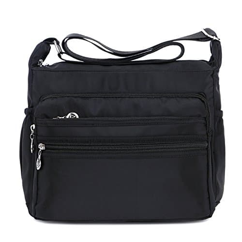 Image of XUEREY Women's Multi-Pocket Casual Crossbody Handbags Waterproof Shoulder Nylon Bags (Small Black)