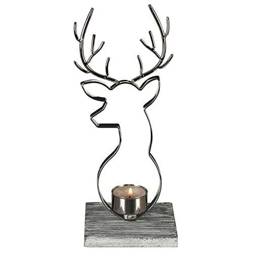 Image of Yankee Candle Nordic Stag Tealight Holder, Metal, Silver, 10.2 cm x 10.2 cm x 10.8 cm