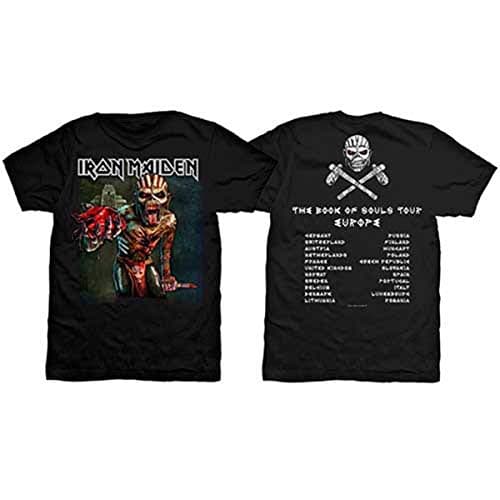 Image of Iron Maiden The Book of Souls European Tour 1 Official Tee T-Shirt Mens Unisex (Large) Black