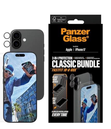 Image of PanzerGlass 2-in-1 Classic Bundle for iPhone 17 with Fastfit In-A-Box