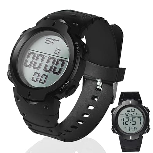Image of Digital Referee Watch Waterproof Stopwatch - Sports Match Official Soccer Game Timer for Coaches, Big Face Military Wrist Watch with LED Backlight for Running Training