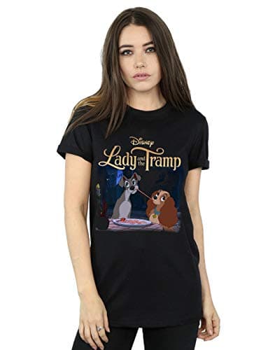Image of Disney Women's Lady and The Tramp Homage Boyfriend Fit T-Shirt Black XXXXX-Large