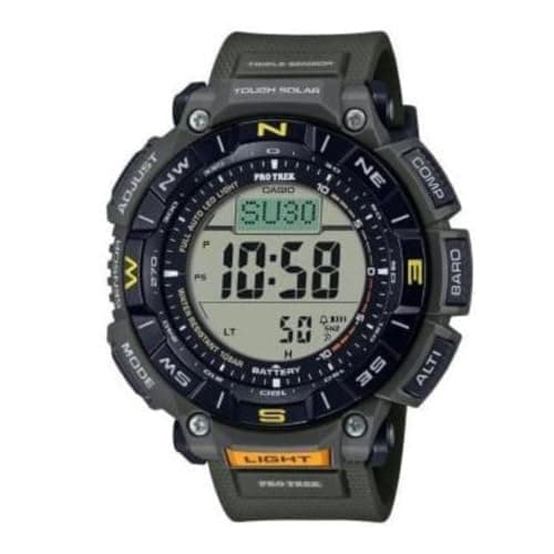 Image of Casio PRG340 Series | Pro Trek | 100 Meter Water Resistance | Compass | Alt/Baro-Thermo | Tough Solar Power | 1-100 SEC Stopwatch | Countdown Timer | World Time, Green, PRG-340-3CR