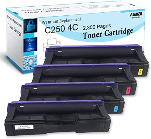 Image of ASEKER Compatible C250 C261 Toner Cartridge for Ricoh SP C250 C250DN C250E C250SF C250SFw C261SFN C261SFNW C261DNW Printer High Capacity 2300 Pages 407539 407540 407541 407542(BK/C/Y/M, 4-Pack)
