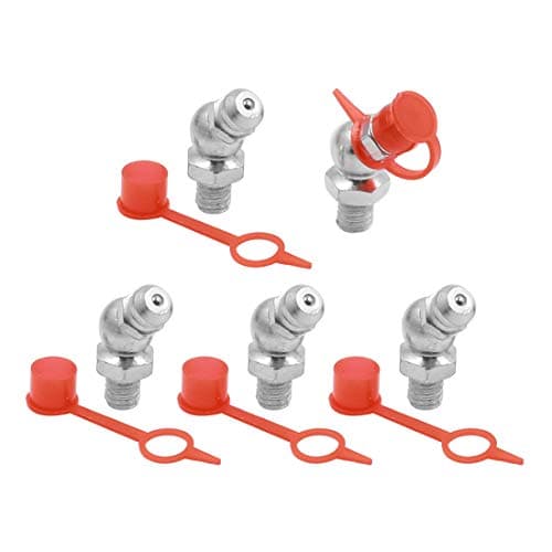 Image of X AUTOHAUX M6 45 Degree Angle Grease Nipple Fittings W/Dust Cap for Car 5 Set