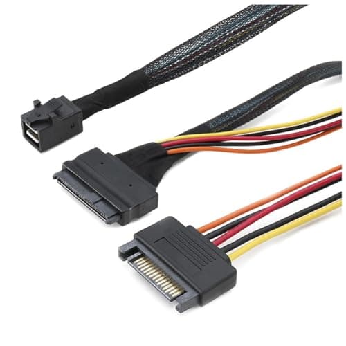 Image of Buerjia Built-in 12G Mini SAS HD to U.2 36P SFF-8643 to SAS U.2 SFF-8639 Cable with 15Pin Power Supply,Suitable for U.2 SSD