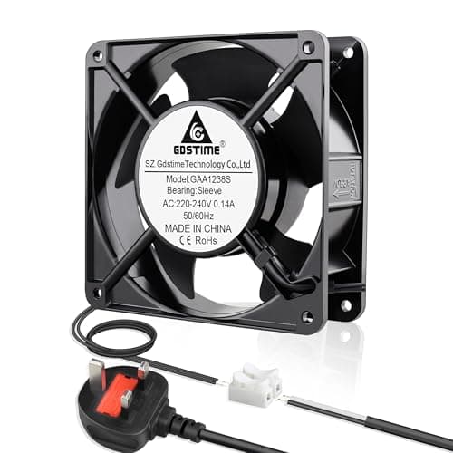 Image of GDSTIME Axial 12038 Fan 120mm Cooling Fan with AC 220V 240V UK Plug for PC PC Case Ventilation DIY Projects