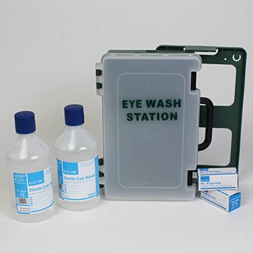 Image of Emergency Eyewash Wall Station Cabinet with 2 x 500ml Bottles & 2 x Eyepads