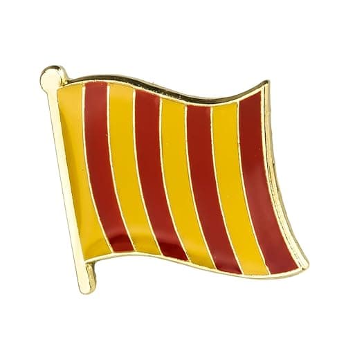 Image of Northumbria County Flag Enamel Pin Badge Red And Gold Vertical Stripes English Heritage Metal Lapel Pin Collectible Souvenir For Jackets Bags Hats Backpacks 1.9 x 1.5cm