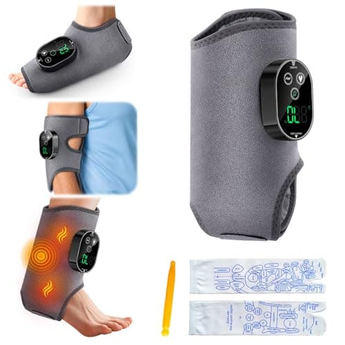 Image of Updated 4-in-1 Foot Massager with Heat, Circulation Booster for feet Legs Knees & Ankles, Cordless Calf Heating Pad, 6 Heat Levels 3 Vibration Modes 3-Speed Timer, with Extension Belt & 3000mAh Grey