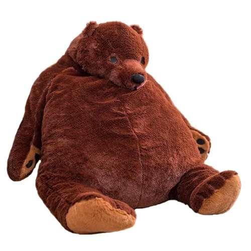 Image of OUKEYI Bear Plush, Simulation Bear Toy Stuffed Animal Plushie Doll Huge Cuddly Dark Brown Teddy Bear Birthday Gift for Kid Boy,Girl&Girlfriend (80 cm)