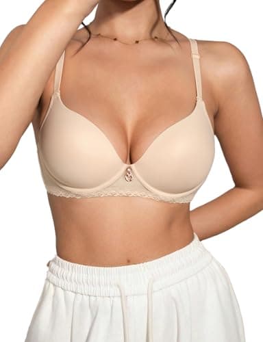 Image of Awinclo Womens Push Up Bras Smooth Bra Underwire Multiway Lightly Padded Bra with Convertible Straps Skin Color 36B