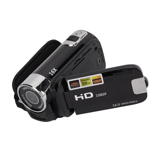 Image of Crumye Handheld Video Camcorder, 1080P 16MP DV Camera 16x Digital Zoom Video Camera, 2.7in TFT Rotatable Screen with USB Cable Black, Vlogging Video for Kids Digital Zoom