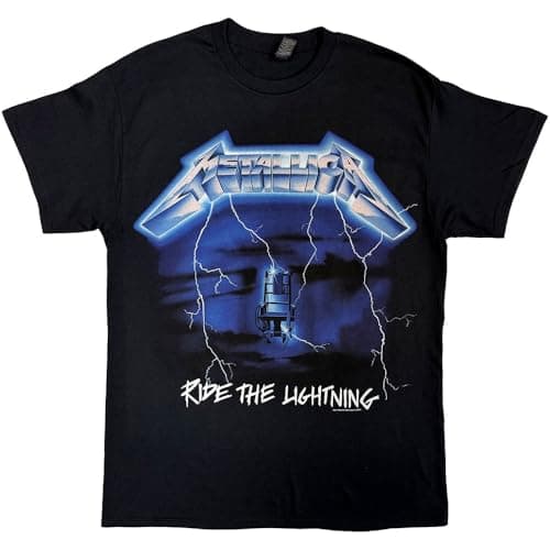 Image of Metallica T Shirt Ride The Lightning Tracks Band Logo Official Mens Black L