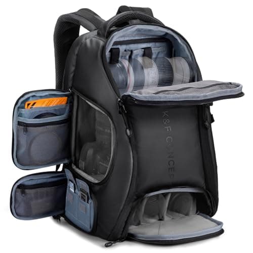Image of K&F CONCEPT Camera Backpack,Camera Bags for Photographers Large Capacity with Raincover (02-all-black, Large)