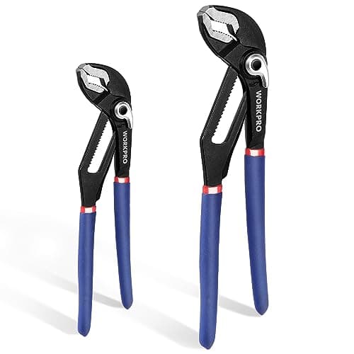 Image of WORKPRO Water Pump Pliers, 40/52mm Wide Jaw Capacity, Quick Change Adjustable Plumbing Grips and Slip Joint Plier Set, 200mm and 250mm, 2-Piece