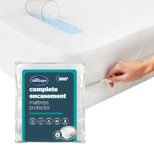 Image of Silentnight Complete Encasement Waterproof Mattress Protector - 30cm Deep Zip Protection Against Allergens & Spillages For a Fresh Hygienic Bed - Quiet Rustle Free - Hypoallergenic & Washable, Double