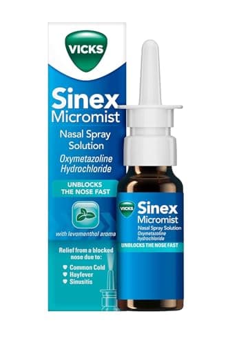Image of Procter & Gamble Vicks Nasal Spray, Sinex Micromist Decongestant Nose Spray For Blocked Nose With Oxymetazoline, Unblocks The Nose Fast, Blocked Nose Relief, Cold Virus Blocker, Menthol Aroma, 15 ml