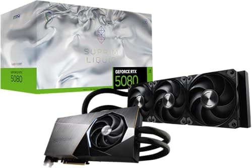 Image of MSI Gaming RTX 5080 16G SUPRIM Liquid SOC Graphics Card (16GB GDDR7, 256-bit, Extreme Performance: 2760MHz, DisplayPort x 3 2.1a, HDMI 2.1b, NVIDIA Blackwell Architecture)