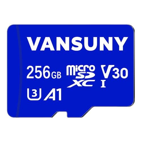 Image of Vansuny 256GB Micro SD Card, MicroSDXC Memory Card + SD Adapter up to 100/60MB/s(R/W) with A1 App Performance, UHS-I, Class 10, U3, V30, 4K Video Recording