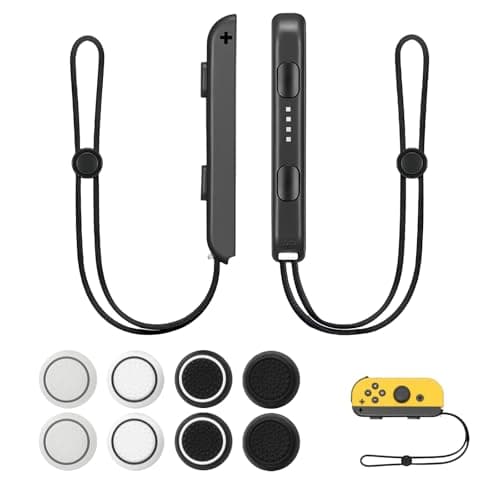 Image of QiXinGYL 2 Pcs Wrist Strap for Switch Joycon Wrist Strap for Nintendo Switch Joycon, Wristband for Joy Con Controller Replacement Accessories, Hand Controller Grip for Joy Con, with 8 Joystick Caps