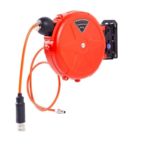Image of Air Hose Reel - Thirty Two Feet, Heavy Duty Mount, Retractable Compressor System, Tool Storage, Workshop Garage, Automotive Repair Studio, Home Maintenance Equipment Enhancing Repair workf