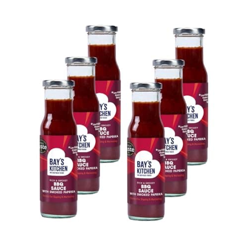 Image of Bay's Kitchen Low FODMAP BBQ Sauce with Smoked Paprika for barbeques and Home Cooked Food, Gluten-Free, IBS-Friendly and Suitable for Vegans (6 x 275g Bottle Multipack)