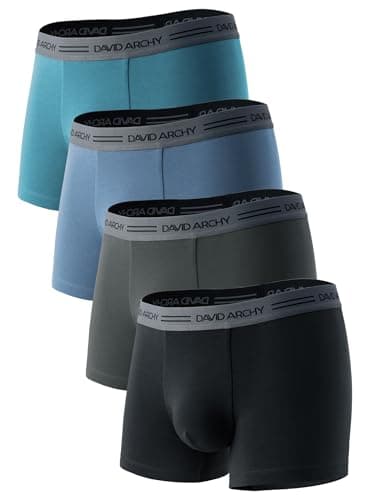 Image of DAVID ARCHY Men's Cotton Boxer Shorts 4 Pack, Breathable Stretch Underwear, Tagless Comfortable Trunks with Elastic Waistband for Everyday Wear, Gym & Travel