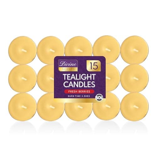 Image of SOL 15pk Indulgent Vanilla Scented Tea Light Candles Long Burning – 3.5 Hour Burn Time, Ideal for Home, Relaxation, Massage, Romantic Dinners, Weddings & Anniversaries, Festive Decor & Cosy Evenings