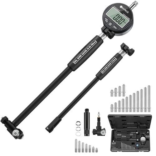 Image of Neoteck Digital Dial Bore Gauge, 18-160mm Range, 150mm Depth, 23 Anvils, Engine Cylinder Measurement-Black