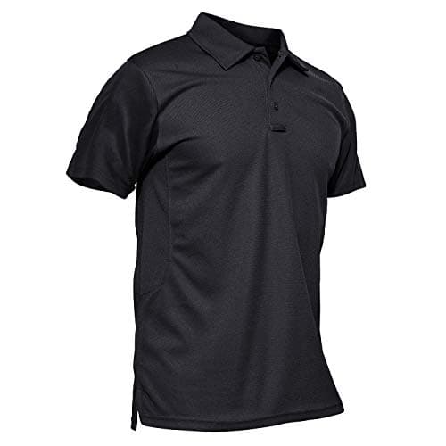 Image of KEFITEVD Men's Golf Shirts Outdoor Breathable Polo Shirts Quick Dry Short Sleeve Summer Lightweight Camping Tops,Black,2XL