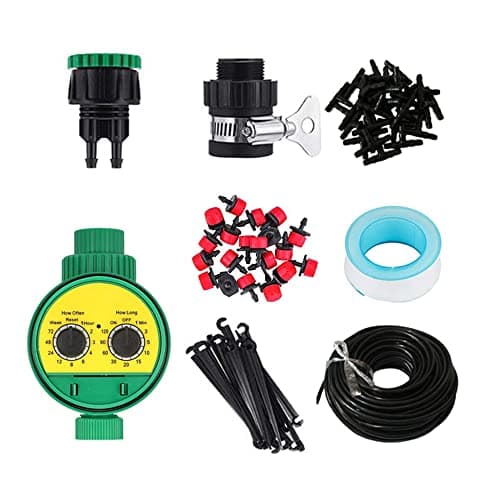 Image of Plant Irrigation System with Timer 25m/82FT DIY Micro Drip Garden Irrigation System Adjustable Nozzle Automatic Plant Watering Kit for Garden Greenhouse Hanging Baskets
