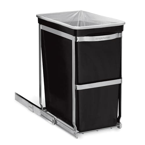 Image of simplehuman 30 Litre / 8 Gallon Under Counter Kitchen Cabinet Pull-Out Trash Can, Heavy-Duty Steel Frame