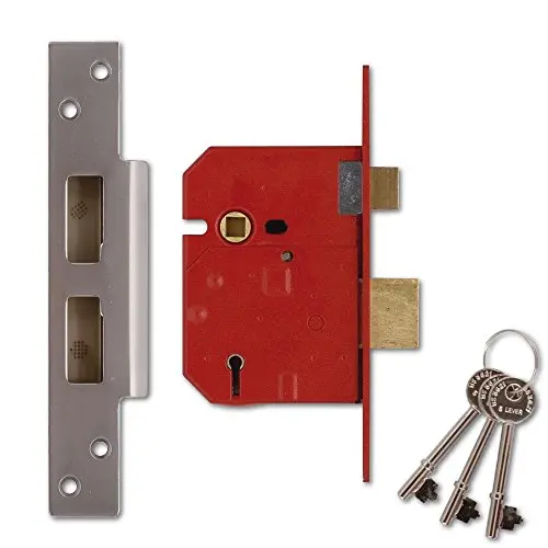 Image of Union Locks 2234E 5 Lever BS Mortice Sash Lock 67mm - Satin Chrome Finish (Visi Pack)
