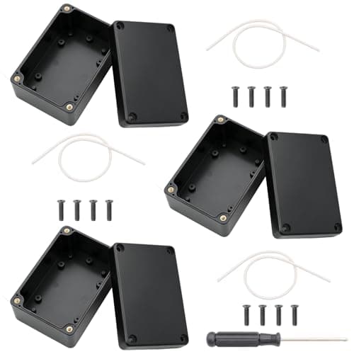 Image of Yuaerbuo 3Pcs IP65 Waterproof Junction Box, 100x68x50mm ABS Plastic Project Box Electrical Black Adaptable Box Outdoor Enclosure Box with 1 Screwdriver