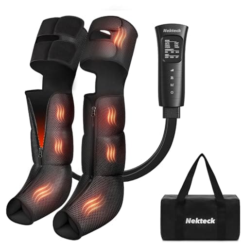Image of Nekteck Leg Massager with Heat, Air Compression Foot and Calf Massage Machine, Portable Full Leg Boot Massage Tool with 2 Heats 6 Modes 6 Intensities for Circulation and Pain Relief (One Pair)