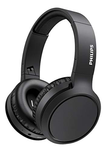 Image of Philips Over Ear Wireless Headphones with Microphone/Bluetooth, Noise Isolation, 29 Hours Play Time, BASS Boost Button, Quick Charging, Compact Folding Audio H5205BK/00