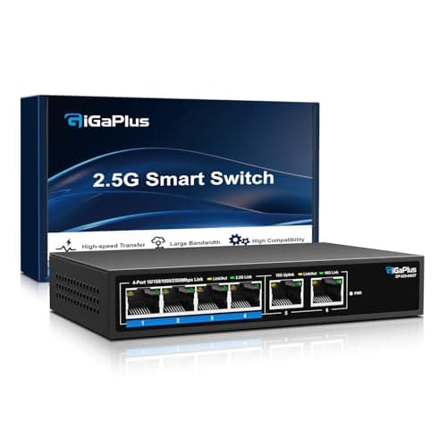 Image of 6 Ports 10Gb Unmanaged Ethernet Switch with 4*2.5G Base-T Ports, 2*10G RJ45 Ports. 60Gbps Switching Capacity, GiGaPlus 10Gbps Network Switch for 2.5G/10Gbps NAS/PC, WiFi6 Router, Wireless AP