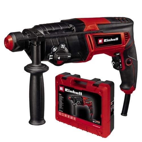 Image of Einhell Rotary Hammer Drill 800W, SDS Plus 4-in-1 Electric Drill - Drilling/Pneumatic Impact Drilling/Chiselling with and Without Lock, 2.5 Joule Impact Force, Speed Control TC-RH 800 4F