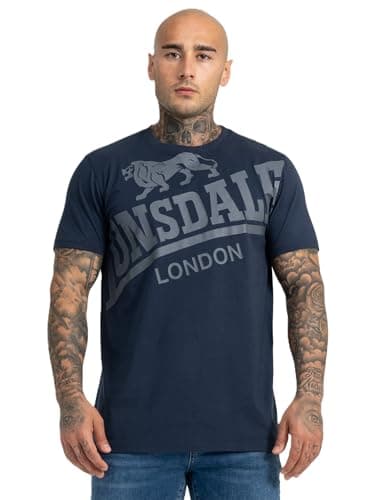 Image of Lonsdale - Men's Navy Classic T-Shirt - Regular Fit Lion Logo NEW 2020 Model Watton 100% Cotton